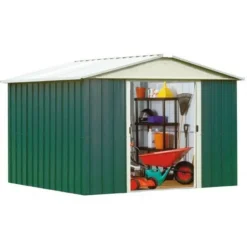 Hot TRIGANO Abri de jardin métal sans plancher coloris vert sapin Yardmaster - 7,9 m²