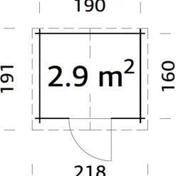 New WHITE WOOD Abri de jardin naturel Pablo - 2.9 m² / 19 mm