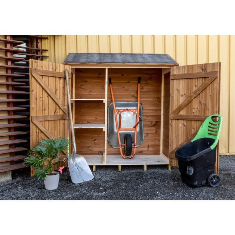 Clearance HABRITA Abri range-tout bois massif THE 175 x 72 x 174 cm livré