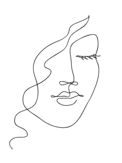 Sale AQUARUPELLA Affiche illustration noir et blanc Visage - 30 x 40 cm