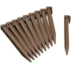 New NATURE Ancres bordure de jardin x10 PP recyclé Taupe 1,9x1,8x26,7 cm