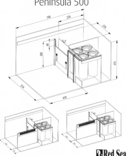 Outlet RED SEA Aquarium en verre avec meuble et éclairage ReefLED - AQUARIUM REEFER Peninsula P500 - 500L