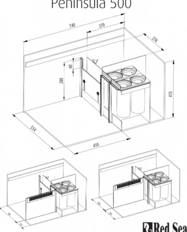 Sale RED SEA Aquarium ReefLED éclairage, meuble blanc, AQUARIUM Peninsula Deluxe P500 - 500L