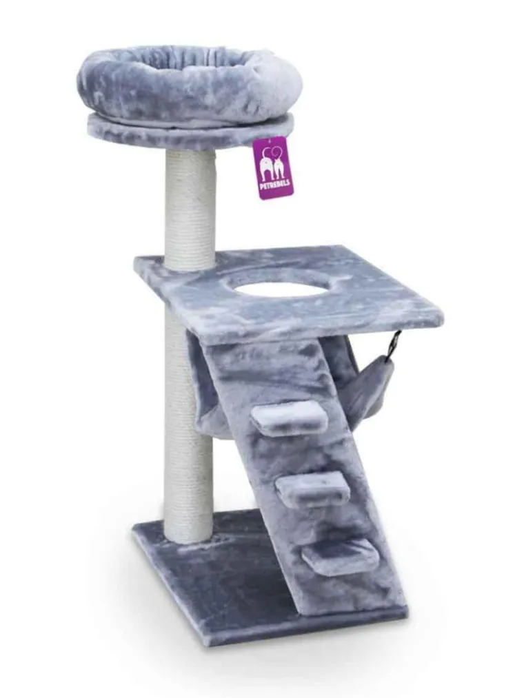 New PETREBELS Arbre à chat coloris gris Seattle 89 – 35 x 48 x 89 cm