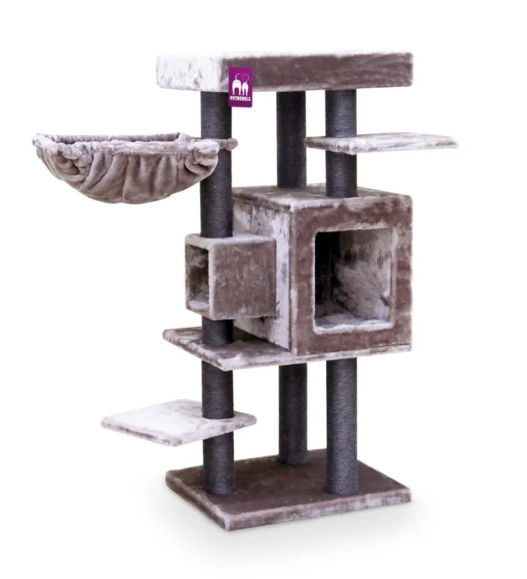 Discount PETREBELS Arbre à chat coloris marron Cleopatra 134 – 55 x 45 x 134 cm