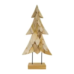 Clearance Arbre de Noël en bois de teck naturel sur pied - 38 x 14 x 78 cm
