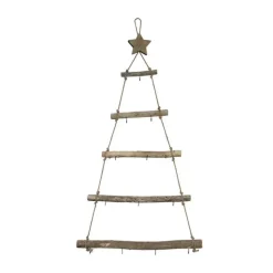 New Arbre mural à suspendre en bois naturel avec crochets - 58 x 4 x 118 cm