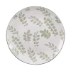 Outlet BASTIDE Assiette à dessert en porcelaine blanche avec motifs printaniers verts Episia - Ø 19 cm