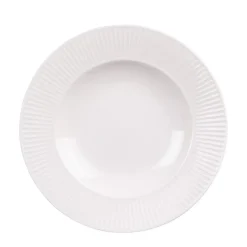 Discount BASTIDE Assiette creuse en porcelaine blanche et contours striés Lina - Ø 22,5 cm