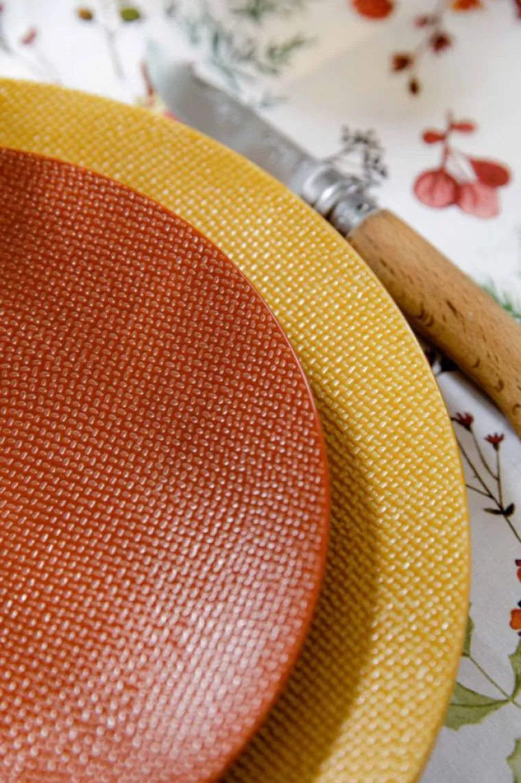 Discount Assiette plate coloris jaune en grès Vésuvio - Ø 27 cm