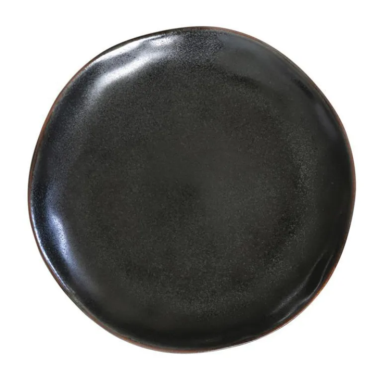 Outlet AMEFA Assiette plate en grès réactif gris anthracite Médard de Noblat collection Vertigo Volcan - Ø 27 cm