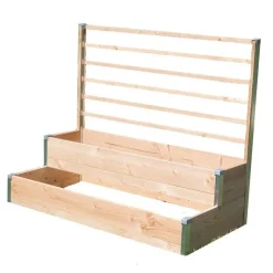 Outlet MON PETIT POTAGER Bac de jardinage à 2 étages en bois avec treillis gamme Design - 125 x 60 x 100 cm