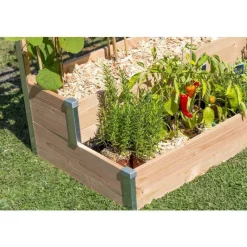 Outlet MON PETIT POTAGER Bac de jardinage à 2 étages en bois avec treillis gamme Design - 125 x 60 x 100 cm