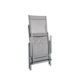 Online Bain de soleil pliant en aluminium et textilène coloris gris Rosa - 136 x 74 x 107 cm