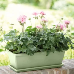 Best ELHO Balconnière en polypropylène vert pistache Barcelona - 39,5 x 19 x 16 cm