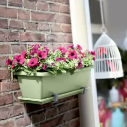 Best ELHO Balconnière en polypropylène vert pistache Barcelona - 39,5 x 19 x 16 cm