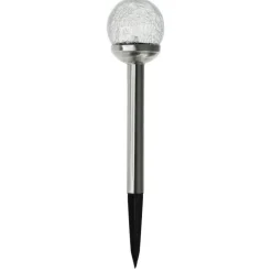 Clearance WATT & HOME Balise solaire en verre craquelé et inox Perle de rosée - Ø 8 cm