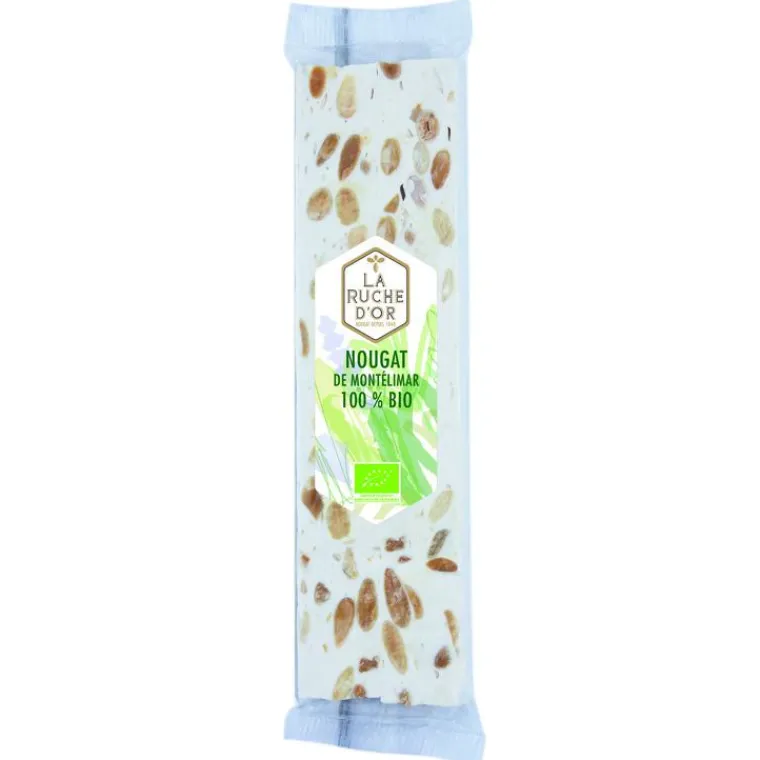 Outlet LA RUCHE D'OR Barre nougat bio de Montélimar amandes torréfiées 100g