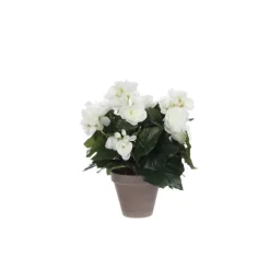 Outlet Bégonia blanc plante artificielle en pot gris H 30 x Ø 25 cm