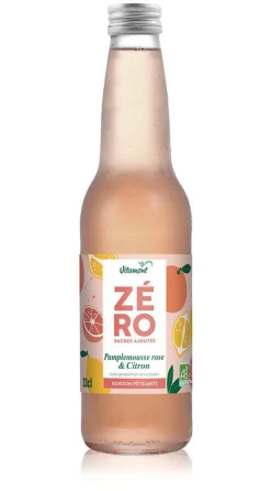VITAMONT Boisson gazeuse bio Zéro sucres ajoutés pamplemousse citron – 33 cl