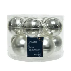 Sale Boite de 10 boules de couleur argent brillant et mat – Ø 6 cm