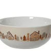 Discount KAEMINGK Bol blanc en porcelaine avec maisons et sapins - Ø 15 x H 6 cm