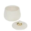 Clearance CADES DESIGN Boîte blanche ronde en céramique émaillée avec détail or Dorine - 11 x 10,5 x 11 cm