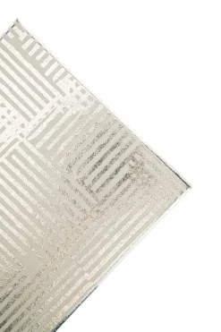 New Boîte carrée en papier métallisé argent à motifs rayures - 16,5 x 7,5 cm