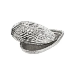 Clearance Boîte décorative forme amande en aluminium argent - 10 x 6 x 4 cm