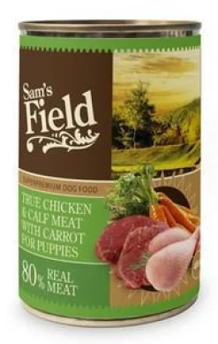 SAM'S FIELD Boîte de pâtée pour chiot au poulet, veau et carottes - 400 g
