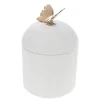 Clearance CADES DESIGN Boîte en céramique blanche avec papillon doré Ofelia - 9 x 9,3 x 14,7 cm