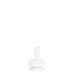 New Bougeoir coloris blanc en verre - 11 cm