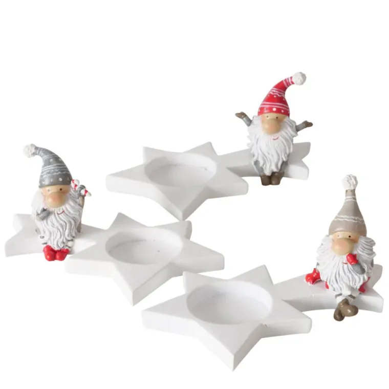 New BOLTZE Bougeoir Fiete coloris gris en résine - 15 x 9,5 x 7 cm