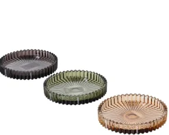 Outlet KAEMINGK Bougeoir plat en verre coloré - Ø 10 x H 1,7 cm