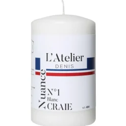 L'ATELIER DENIS Bougie cylindrique taille S blanc craie L’Atelier de Denis - Ø 6,8 x H 11 cm
