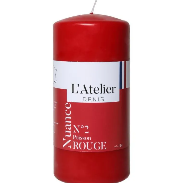 Discount L'ATELIER DENIS Bougie cylindrique taille L rouge L’Atelier de Denis - Ø 6,8 x H 14,5 cm