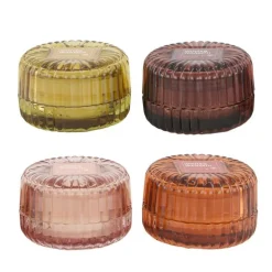 New Bougie parfumée à la vanille dans boîte en verre coloré - Ø 8,3 x H 5,5 cm