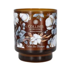 Discount COLLINES DE PROVENCE Bougie parfumée en verre décoré senteur Coton des Champs – 220 g
