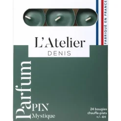 Best L'ATELIER DENIS Bougies chauffe-plats vert parfum sapin L’Atelier de Denis - L’étui de 24