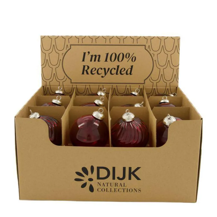 Hot Boule décorative de Noël coloris rouge en verre recyclé - Ø 8 cm