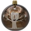 Best Boule de Noël brun et vert chouettes en verre - Ø 7 cm