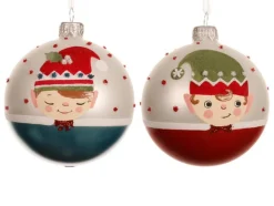 Sale KAEMINGK Boule en verre finition mate blanc d’hiver avec décor elfe - Ø 8 cm