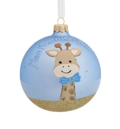 Clearance KAEMINGK Boule en verre girafe Mon premier Noël - Ø 10 cm