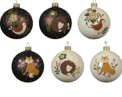 New KAEMINGK Boule en verre émaillée mate avec animaux de la forêt - Ø 8 cm