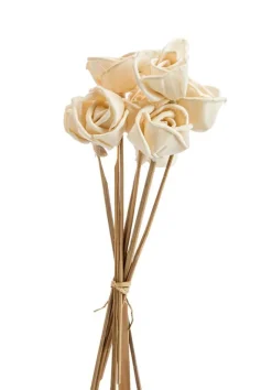 Bouquet de 8 fleurs artificielles Rose de freeland coloris blanc - Ø 4 cm