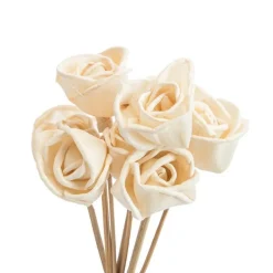 Bouquet de 8 fleurs artificielles Rose de freeland coloris blanc - Ø 4 cm