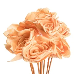 New Bouquet de 8 roses artificielles bombay coloris orange -  Ø 8 cm x 40 cm