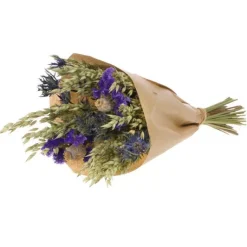 Outlet PAPER DESIGN Bouquet de fleurs séchées naturel/bleu en papier kraft Naturalys taille L - Ø 25/30 x H 50 cm