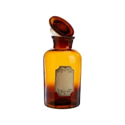 Discount Bouteille déco style herboristerie en verre fumé ocre - Ø 10,5 x H 20,5 cm