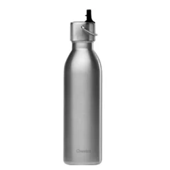 Outlet QWETCH Bouteille isotherme en inox recyclé coloris gris avec bouchon sport Active - 600 ml